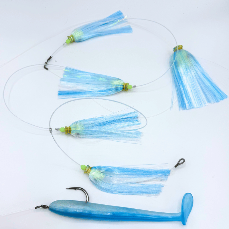 ballyhoo fishing lure MagicTail Bigeye Chain w/ Magic – Fisherman's Headquarters Stainless Ballyhoo spring and 6 of 100lb mono. 10