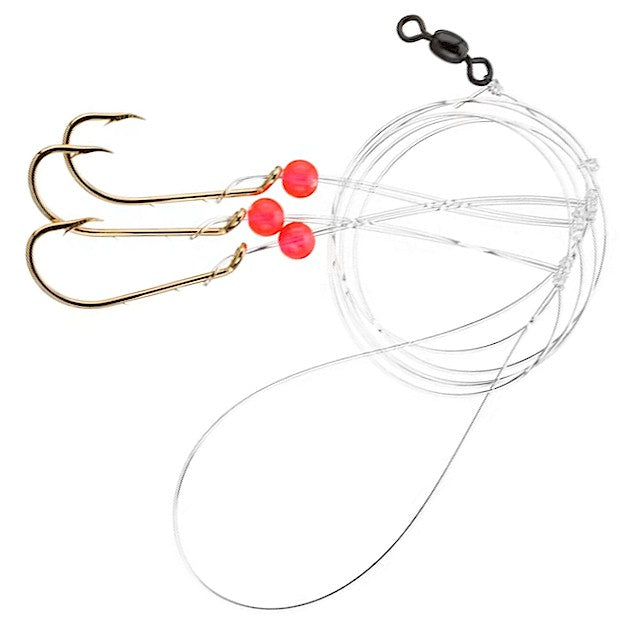 3 Pack '2/0' Bead Rig Surf Fishing Hi-lo Double Drop Hand-tied