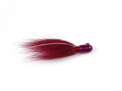A magictail bullet head bucktail jig in wine