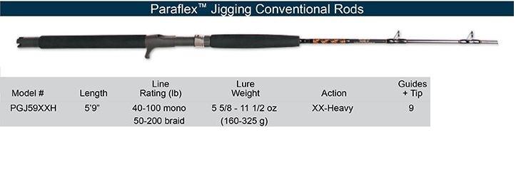 Star Rods Paraflex Jigging Conventional, Size PGJ59XXH, Gold