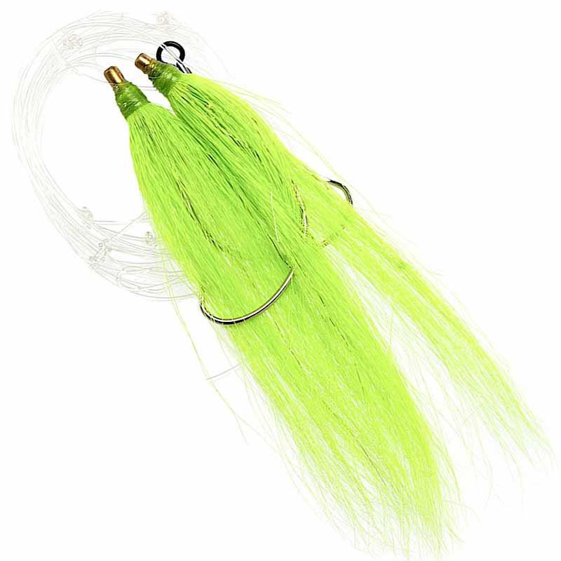 dual fishing lure Tsunami Fluke Double Hook Rig Chartreuse
