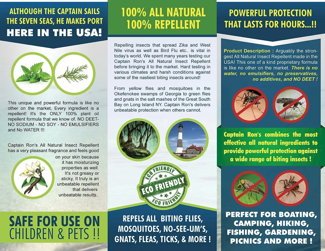 Captain Insect Captain Ron's All Natural Insect Repellent | Bug Spray for Outdoors ...