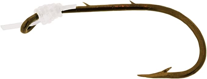 Eagle Claw 139H-8 Baitholder Snelled Hook, Size 8, 2 Sliced Shank, Offset, Down Eye, Bronze, 6/pk