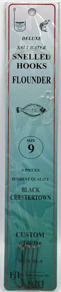 Dolphin FL-9 Chestertown #9 Black 6pk Snelled Flounder Hook