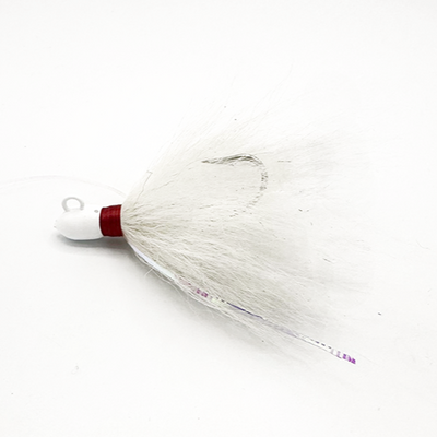 White with red thread saltwater fishing bucktail