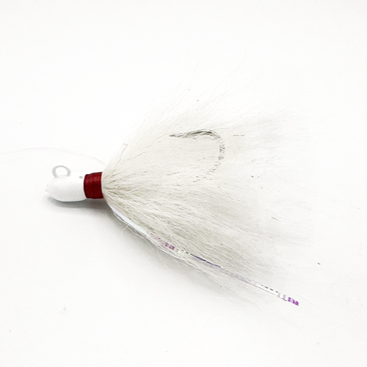 White with red thread saltwater fishing bucktail