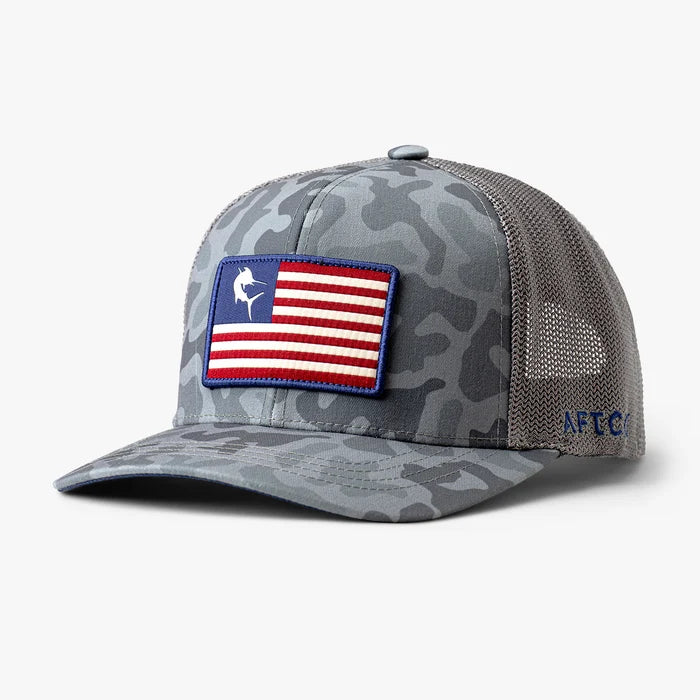 american flag fishing pole hat Aftco Defender Trucker Hats – Fisherman's Headquarters This versatile hat has Components:Deep Runner 3/4 oz Seat Boxes — Hooker cowfish