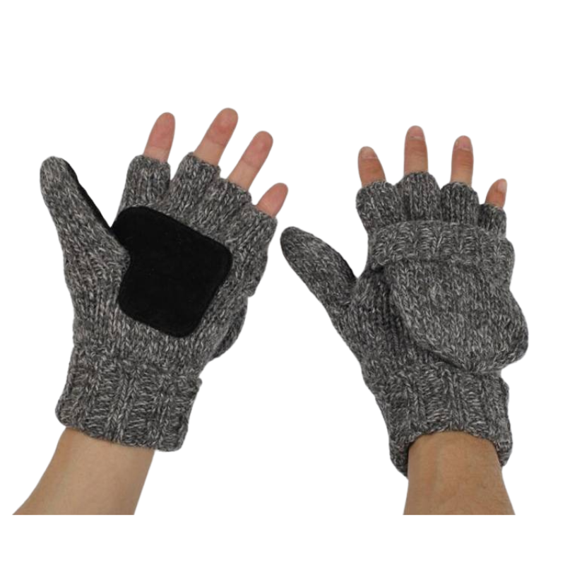 Ragg Wool Flip Mitten Gloves