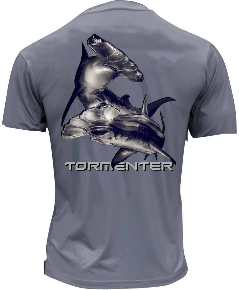 Tormenter SPF50 Short Sleeve Hammerhead Sharks - Charcoal