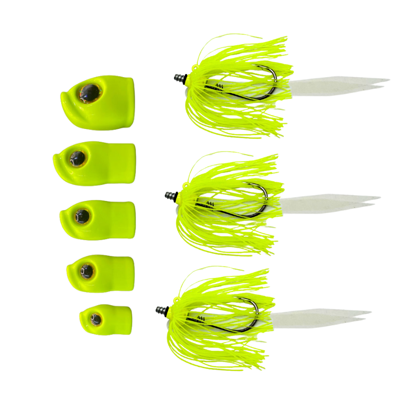 Stack Tackle Screwy Head Jigs w/ Hoochie Skirt