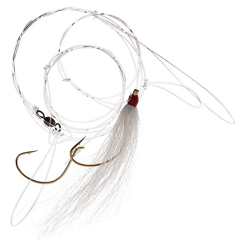 Tsunami TS-4565WF Fluke Hi-Lo Rig Gold Widegap Single White Bucktail ...