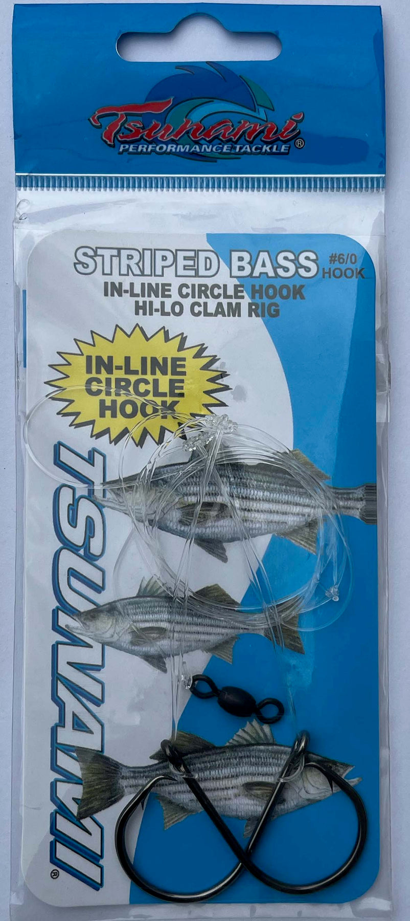 Tsunami TS-4750 Striped Bass In-Line Circle Hook Hi-Lo Clam Rig w/o Fl ...