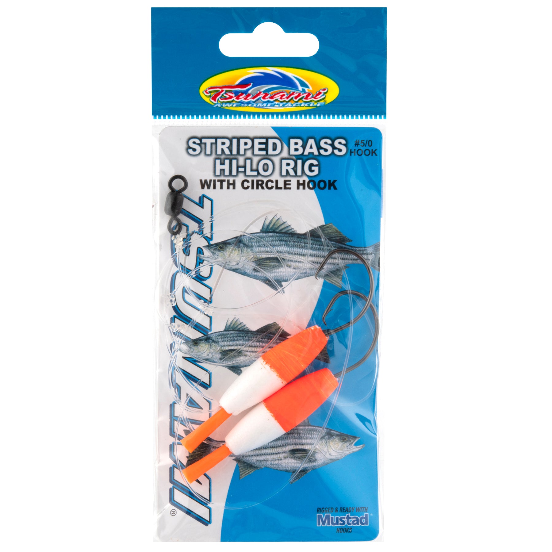 Tsunami TS-4760C Striped Bass In-Line Circle Hook Hi-Lo Clam Rig w/ Fl ...