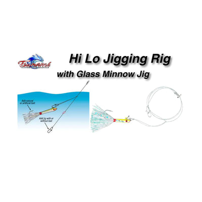 A diagram on how to use the Tsunami Glass Minnow Hi-Lo Fishing Rig