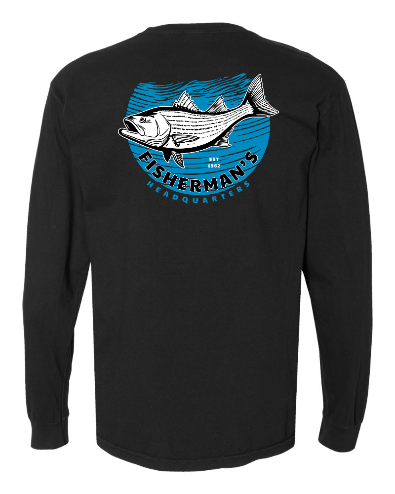 Fish Heads Bass Water Lines Comfort Colors Long Sleeve