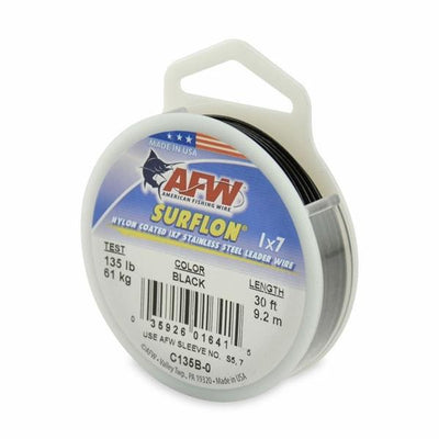 AFW Surflon Nylon Coated 1x7 SS Wire Leader Black - 035926015814