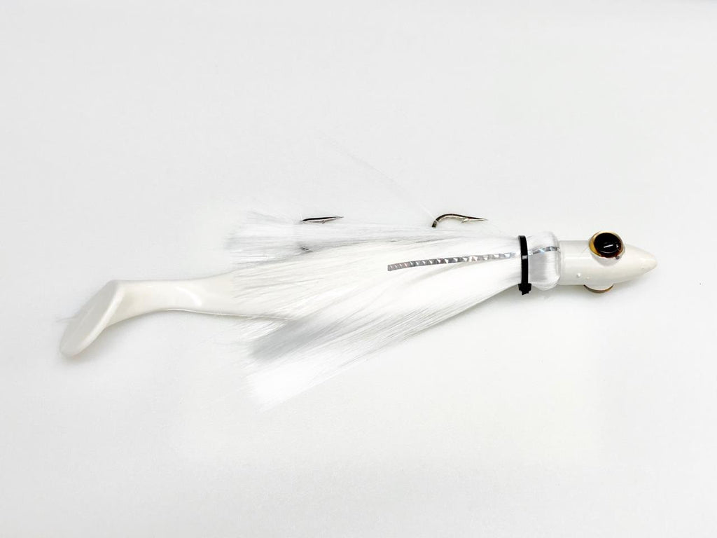 fishing feather rig 8 trolling bullet weighted head lure MagicTail Bullet Head Mojo Trolling Lure