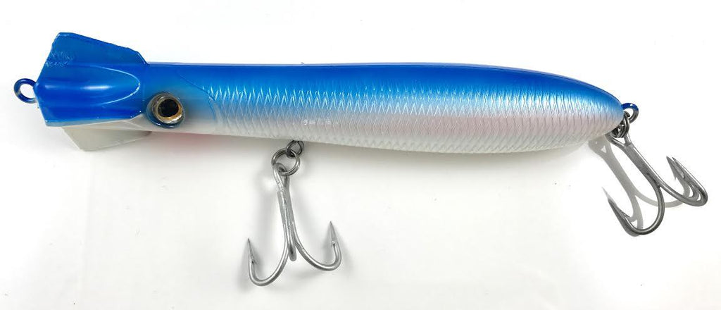big white and blue popper fishing lure Northbar "Flying Squid" Pencil Popper Lure – Fisherman's Headquarters