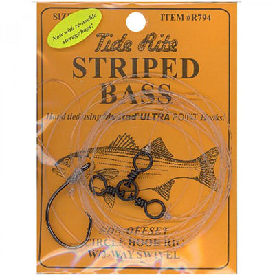 Fin Strike Pro Series Striped Bass Snelled Hook, Size 6/0